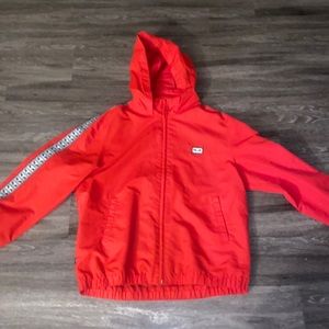 Obey red wind breaker hoodie zip up